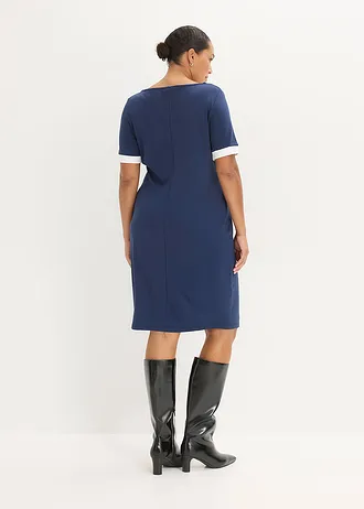 Rochie etui, culoare: bleumarin/alb