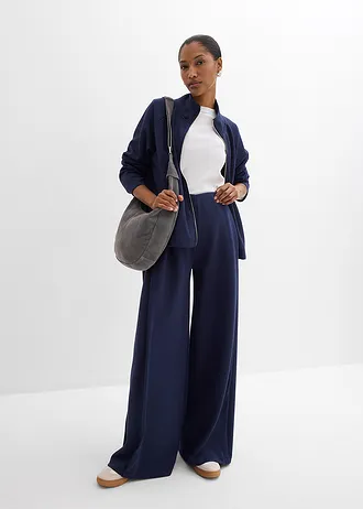 Pantaloni largi din material cu modal, cu falduri laterale • bleumarin • magazin bonprix