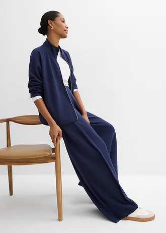 Pantaloni largi din material cu modal, cu falduri laterale • bleumarin • magazin bonprix