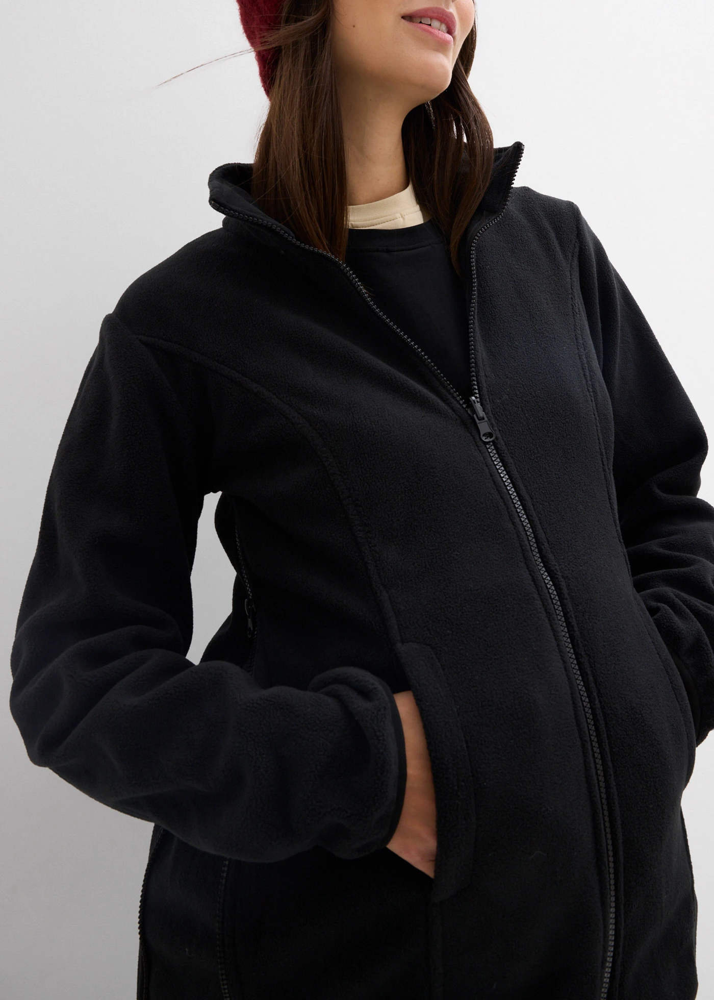 Geacă de gravide 6 în 1 cu jachetă detașabilă din fleece • bej/negru • magazin bonprix