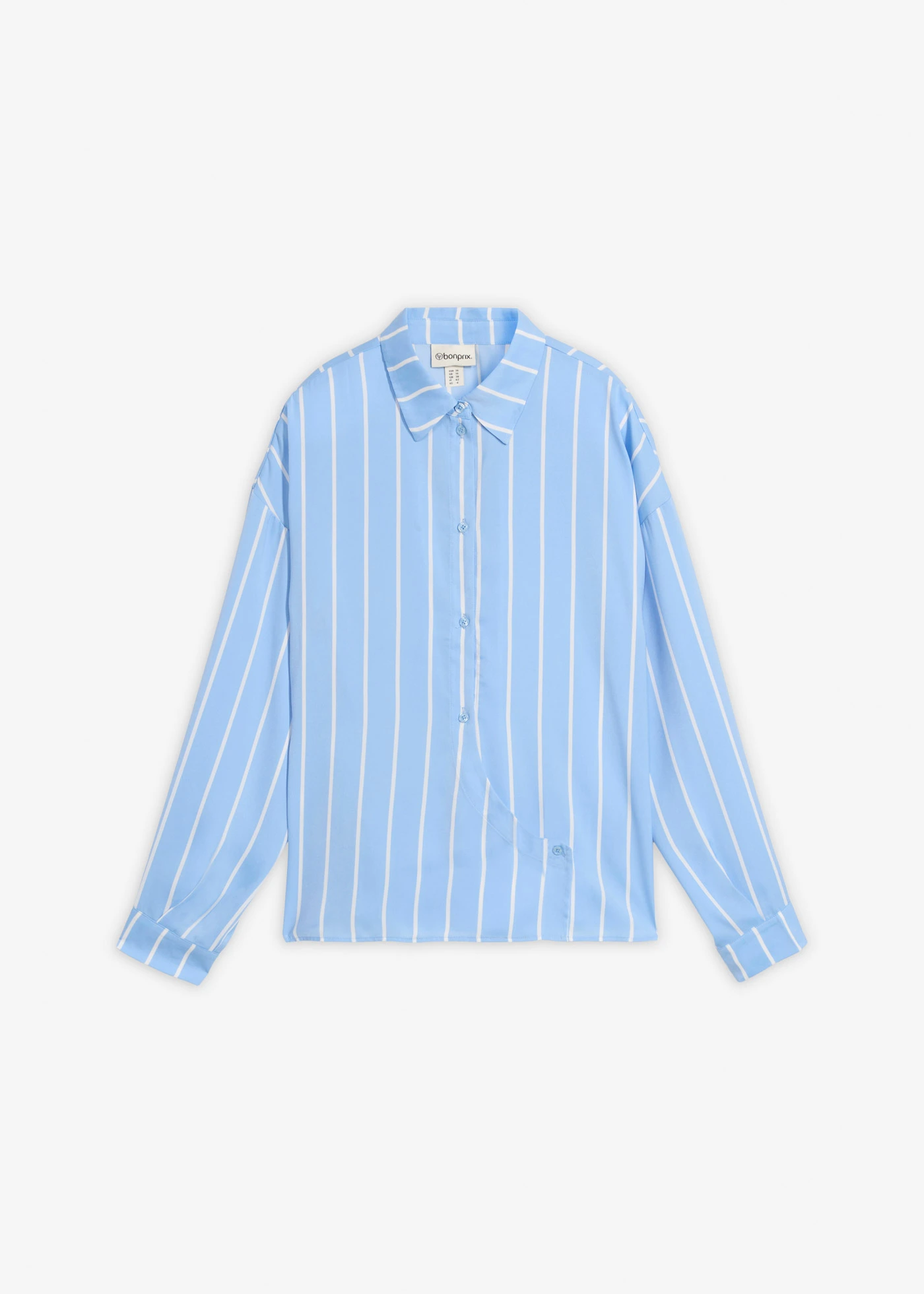 Overhemdblouse van soepel satijn • lichtblauw-wit verticaal gestreept • bonprix online shop