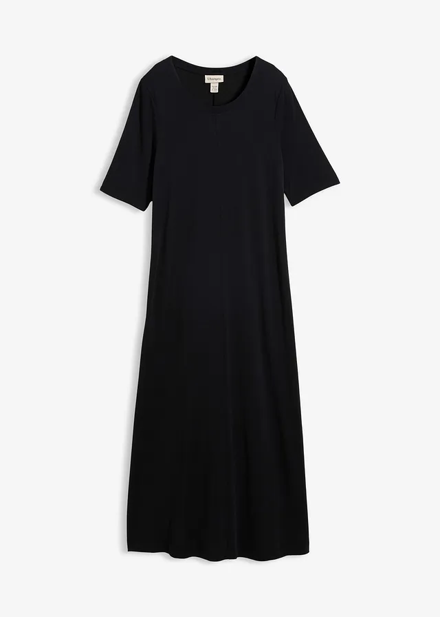 Robe longue en matière douce, Couleur: noir