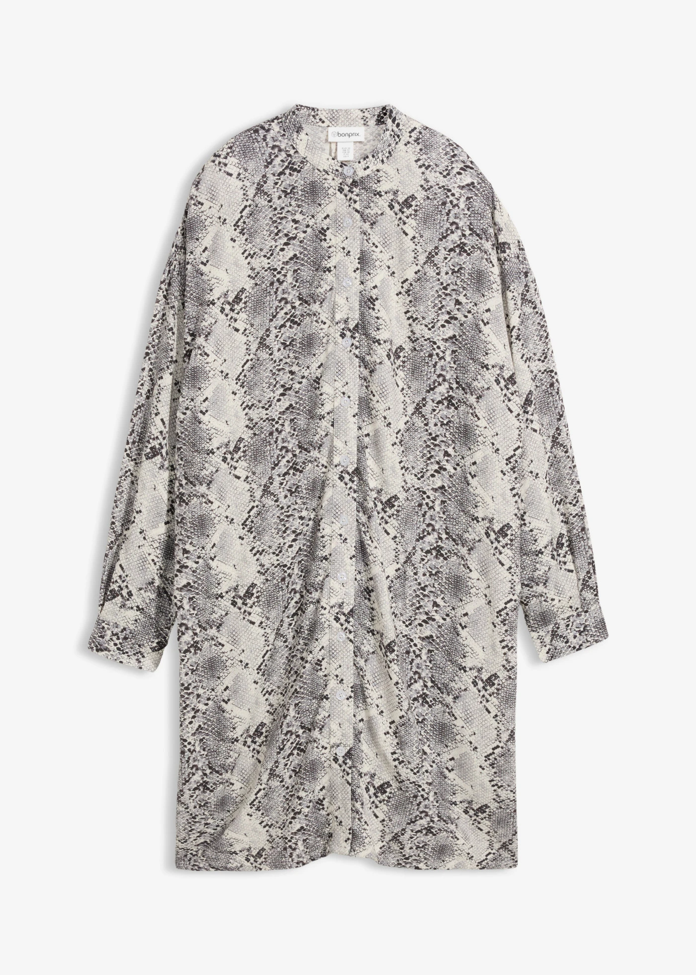 Volné halenkové šaty z jemné viskózy • černo-bílá s hadím potiskem • bonprix obchod