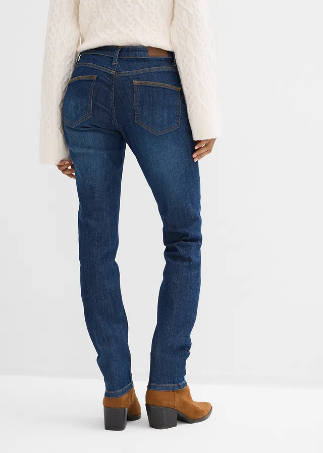Jean skinny taille mi-haute, extensible, Couleur: bleu foncé used