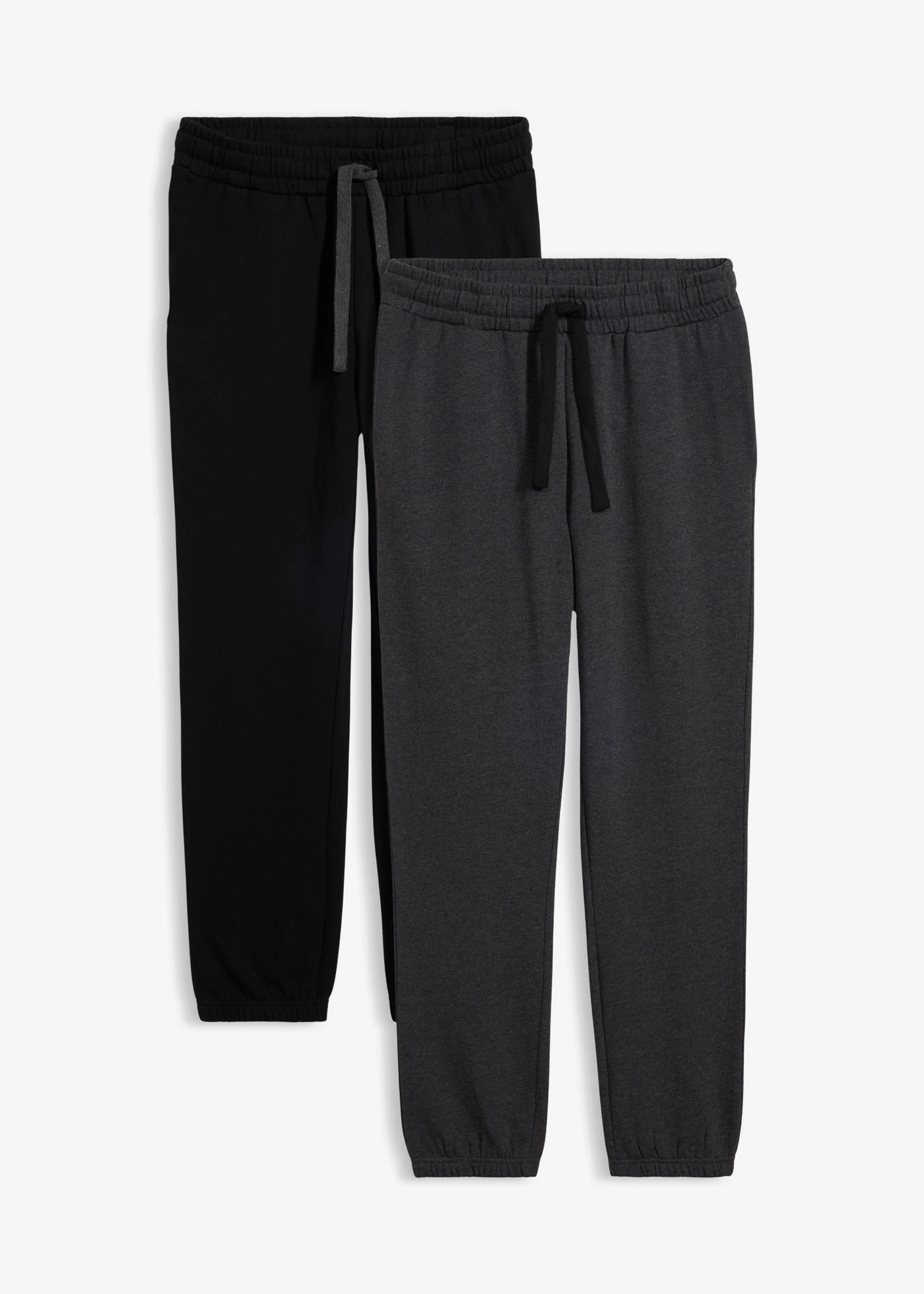 Lot de 2 pantalons de jogging Regular Fit, Straight • noir/anthracite chiné • Boutique bonprix