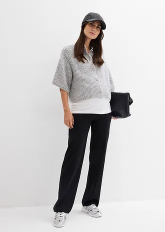 2-in-1 jerseybroek voor de zwangerschap en daarna, met omvouwbare tailleband, Kleur: zwart