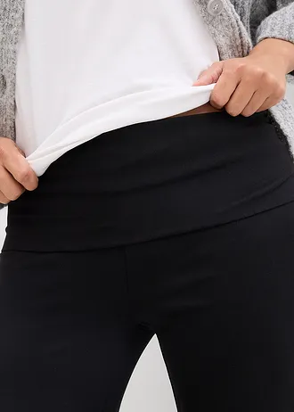 Žerzejové kalhoty 2 v 1, s ohrnovacím pasem, na těhotenství i po porodu • černá • bonprix obchod