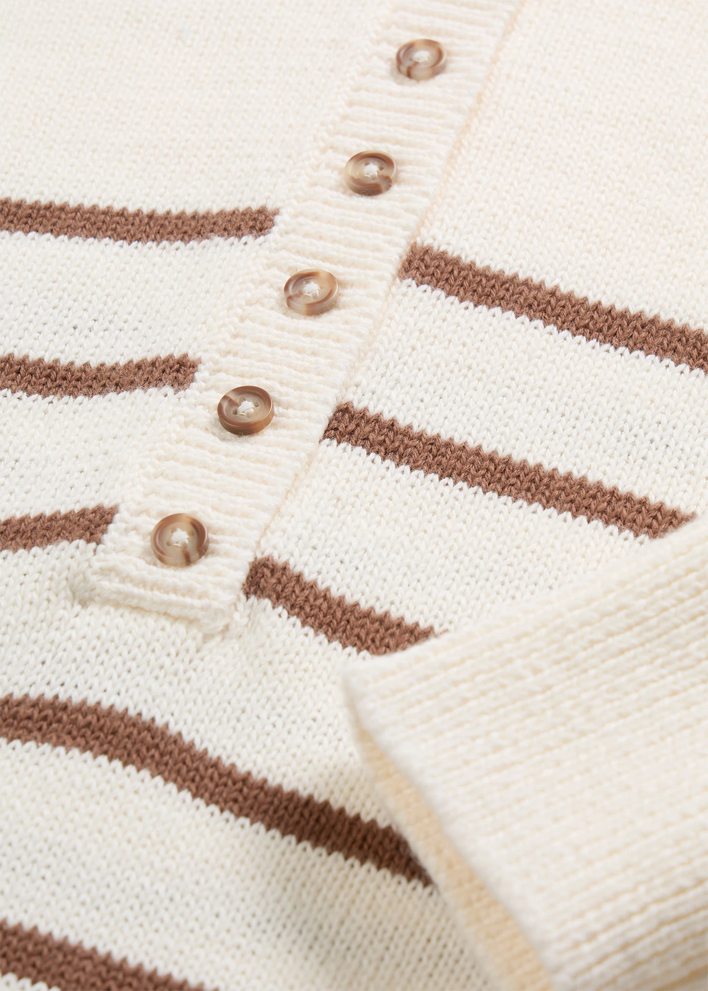 Pull 100% coton • blanc nacré-marron rayé • Boutique bonprix