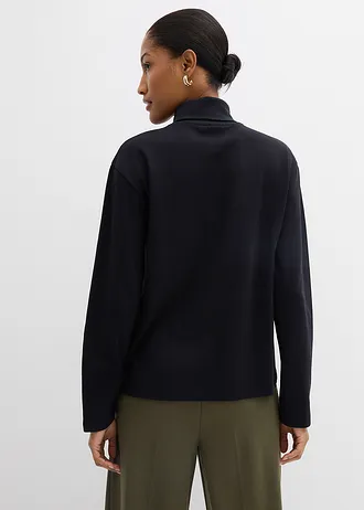 Colshirt van biologisch katoen, Kleur: zwart