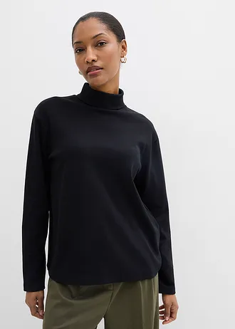 Colshirt van biologisch katoen, Kleur: zwart