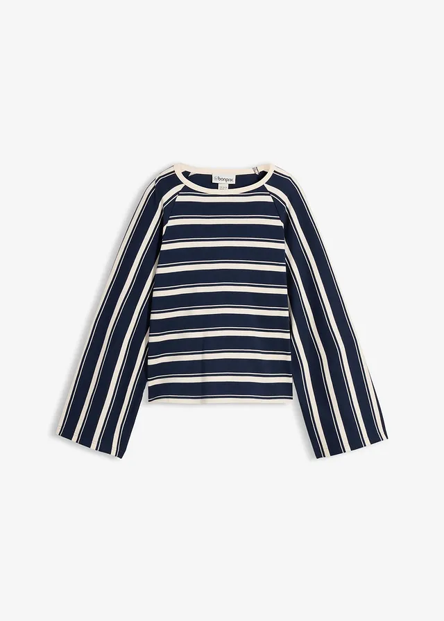 Longsleeve van zware jersey • donkerblauw-parelwit gestreept • bonprix online shop
