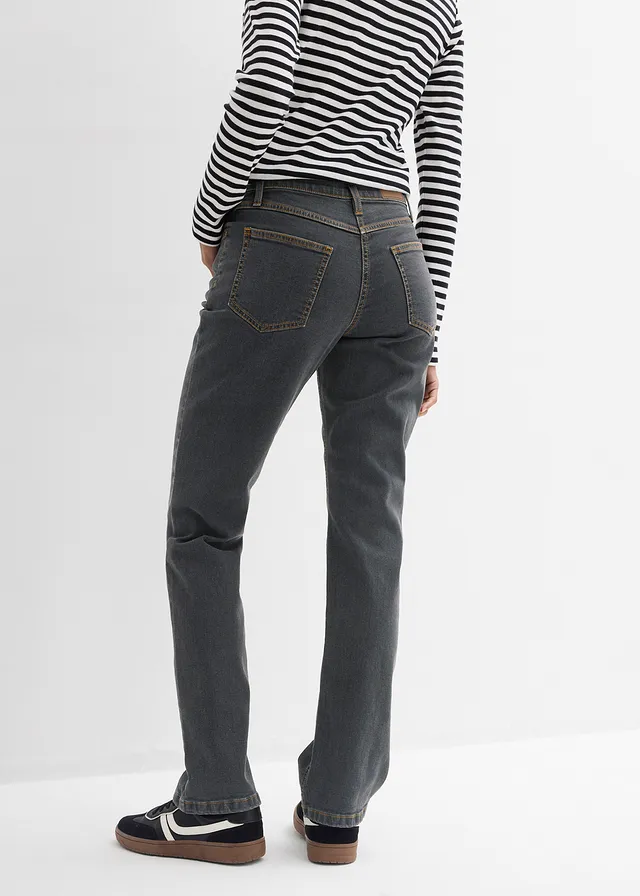Jean straight, taille mi-haute, extensible • noir • Boutique bonprix