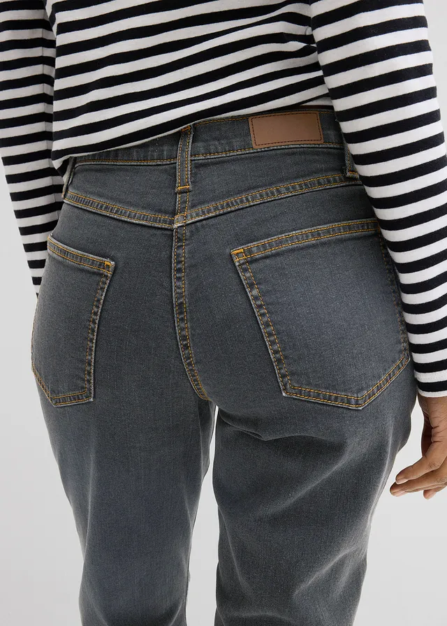 Jean straight, taille mi-haute, extensible • noir • Boutique bonprix