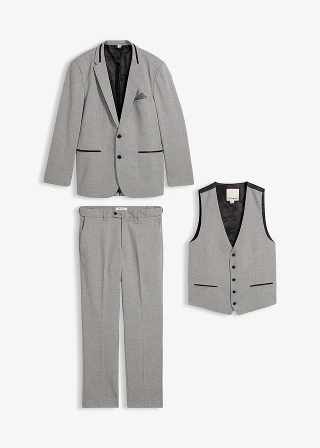 Costum cu vestă, Regular Fit (set/3 piese) • gri deschis melanj • magazin bonprix