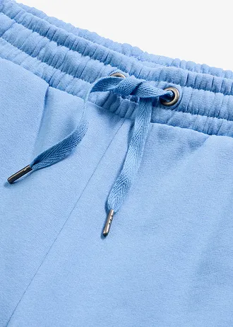 Pantaloni de jogging cu talie înaltă din bumbac organic 100% • albastru mediu • magazin bonprix