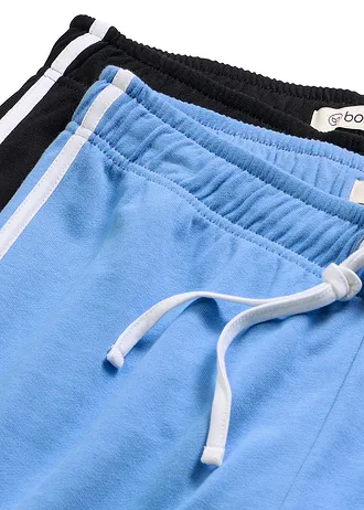 Joggingbroek van zwaar katoen (set van 2) • middenblauw/zwart • bonprix online shop