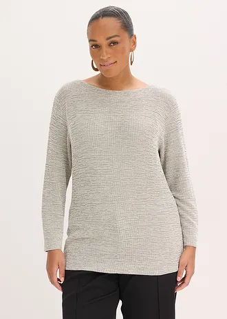 Shirt van een zachte viscose-mix, Kleur: wolwit - zwart geruit