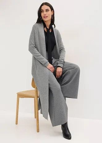 Jachetă tricotată lungă cu viscoză • gri melanj • magazin bonprix