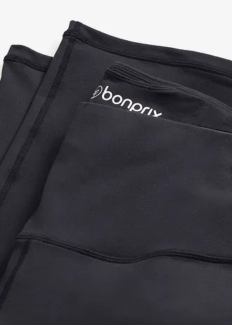 Legginsy sportowe ze stabilnej bawełny, prosta nogawka • czarno-szary • sklep bonprix