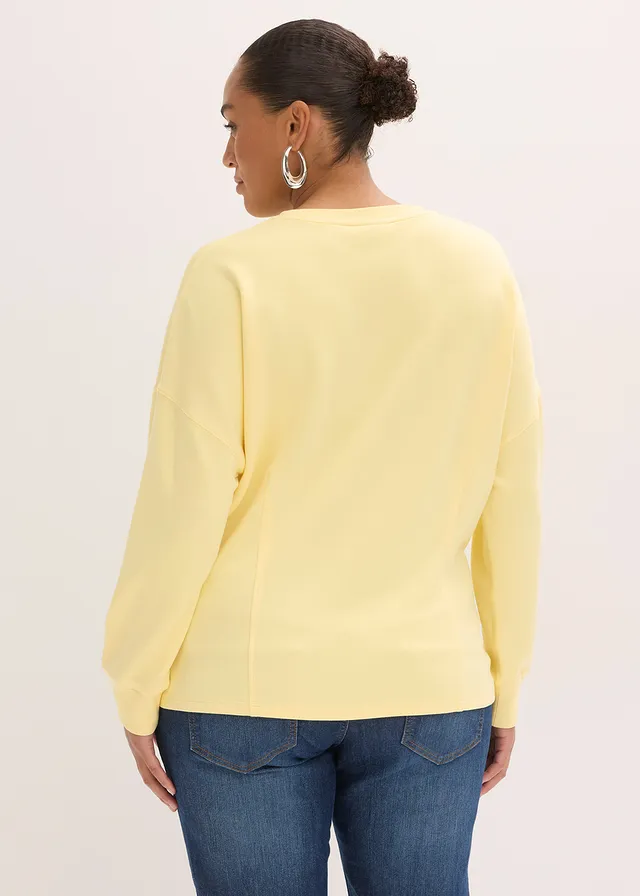 Sweat cintré en matière néoprène, Couleur: jaune clair