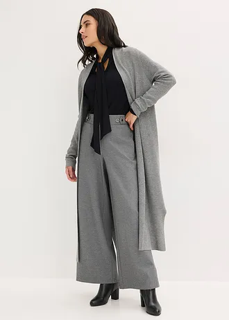 Dlouhý pletený kabátek s viskózou • šedý melír • bonprix obchod