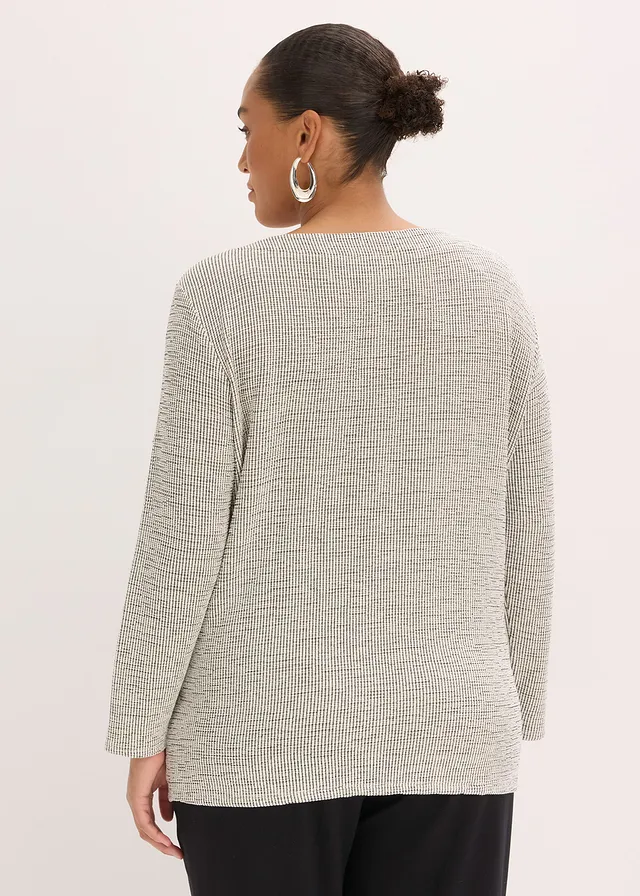 Shirt van een zachte viscose-mix, Kleur: wolwit - zwart geruit