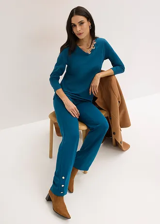 Pantaloni din jerse din Punto di Roma • albastru-petrol • magazin bonprix