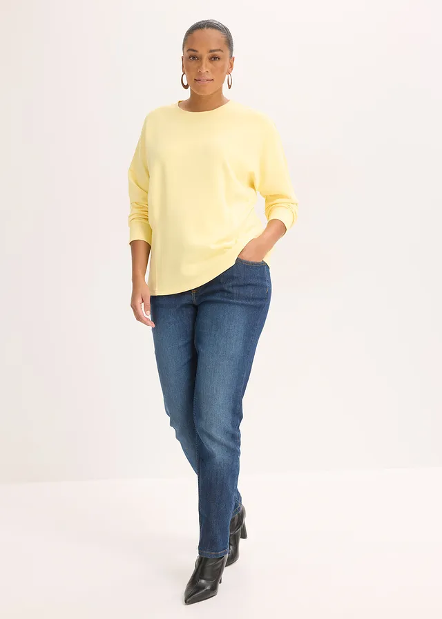 Sweat cintré en matière néoprène, Couleur: jaune clair