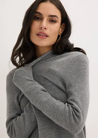 Gilet long en maille • gris chiné • Boutique bonprix