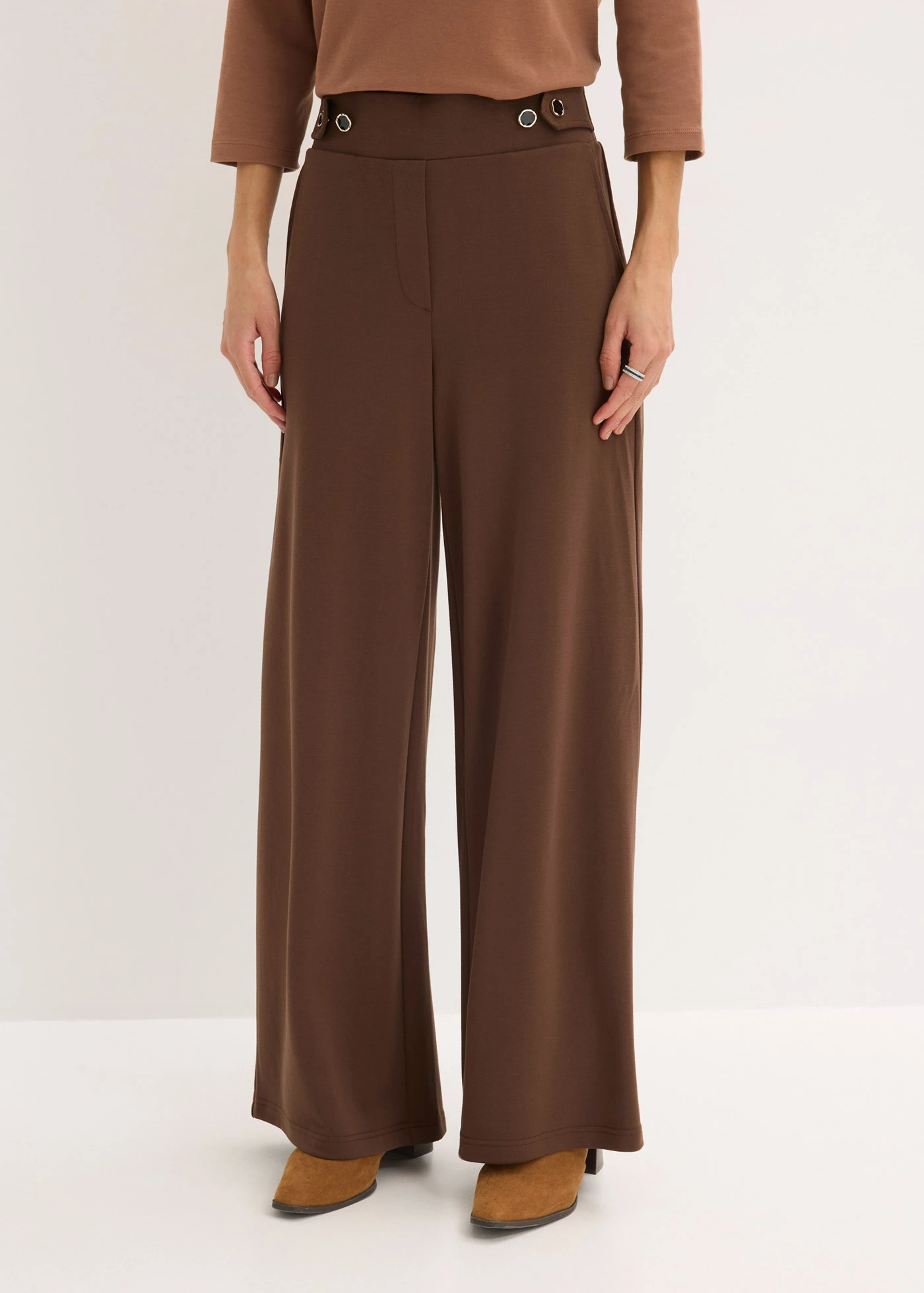 Pantaloni din jerse din material Punto di Roma • maro • magazin bonprix