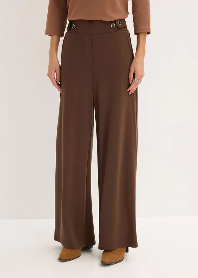 Jersey broek van Punto di Roma, Kleur: bruin