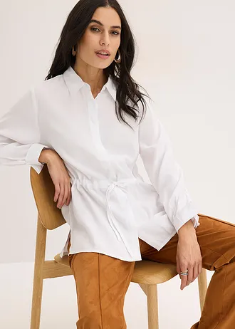 Bluză din poplin încrețită • alb • magazin bonprix