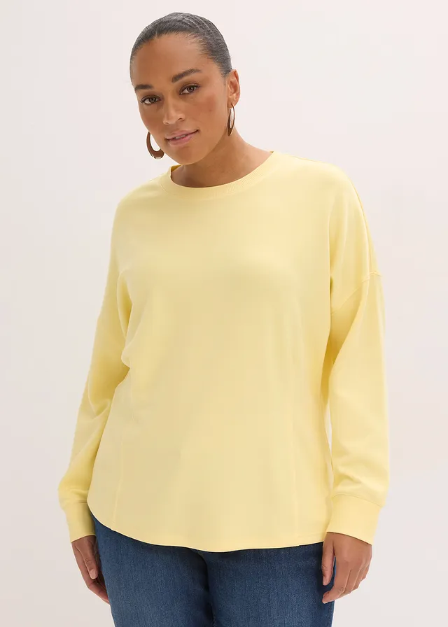 Sweat cintré en matière néoprène, Couleur: jaune clair