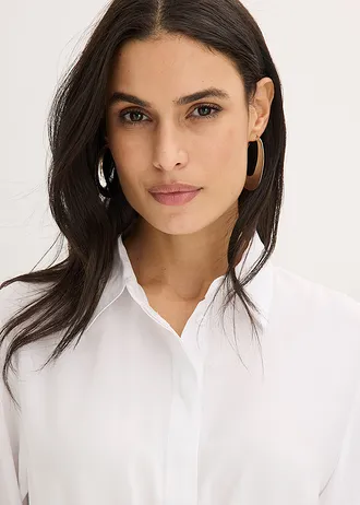 Popeline blouse met ingelegde plooien • wit • bonprix online shop