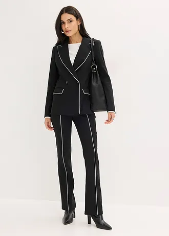 Blazer stretch din bengalină • negru/ecru • magazin bonprix