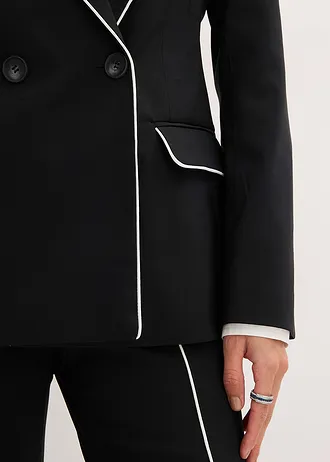 Blazer stretch din bengalină • negru/ecru • magazin bonprix