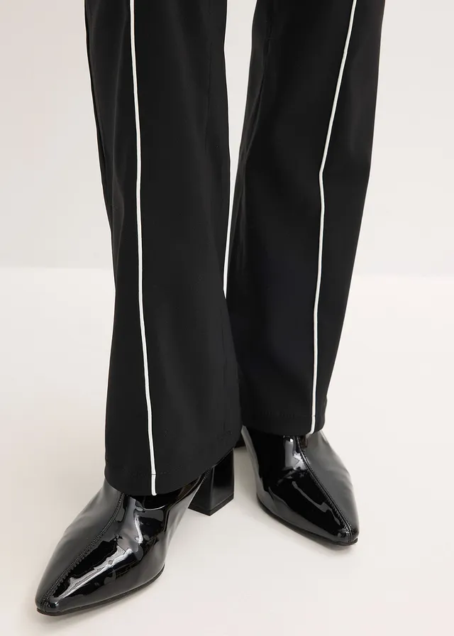 Bengaline stretch broek, flared • zwart/wolwit • product-page.page-title-suffix
