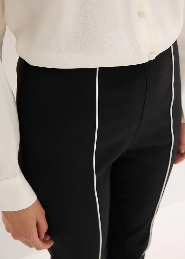 Bengaline stretch broek, flared • zwart/wolwit • product-page.page-title-suffix
