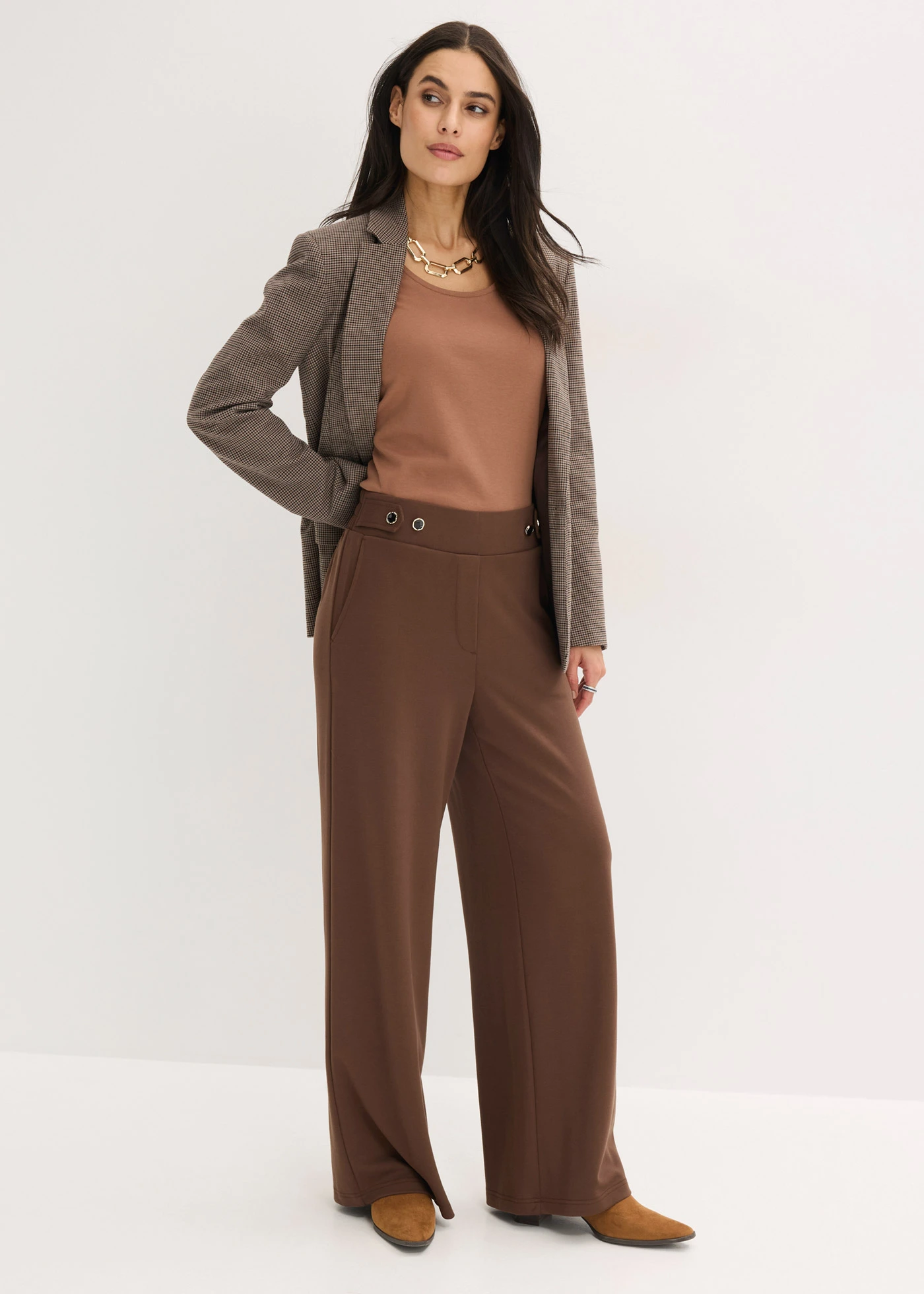 Pantaloni din jerse cu benzi decorative • maro • magazin bonprix