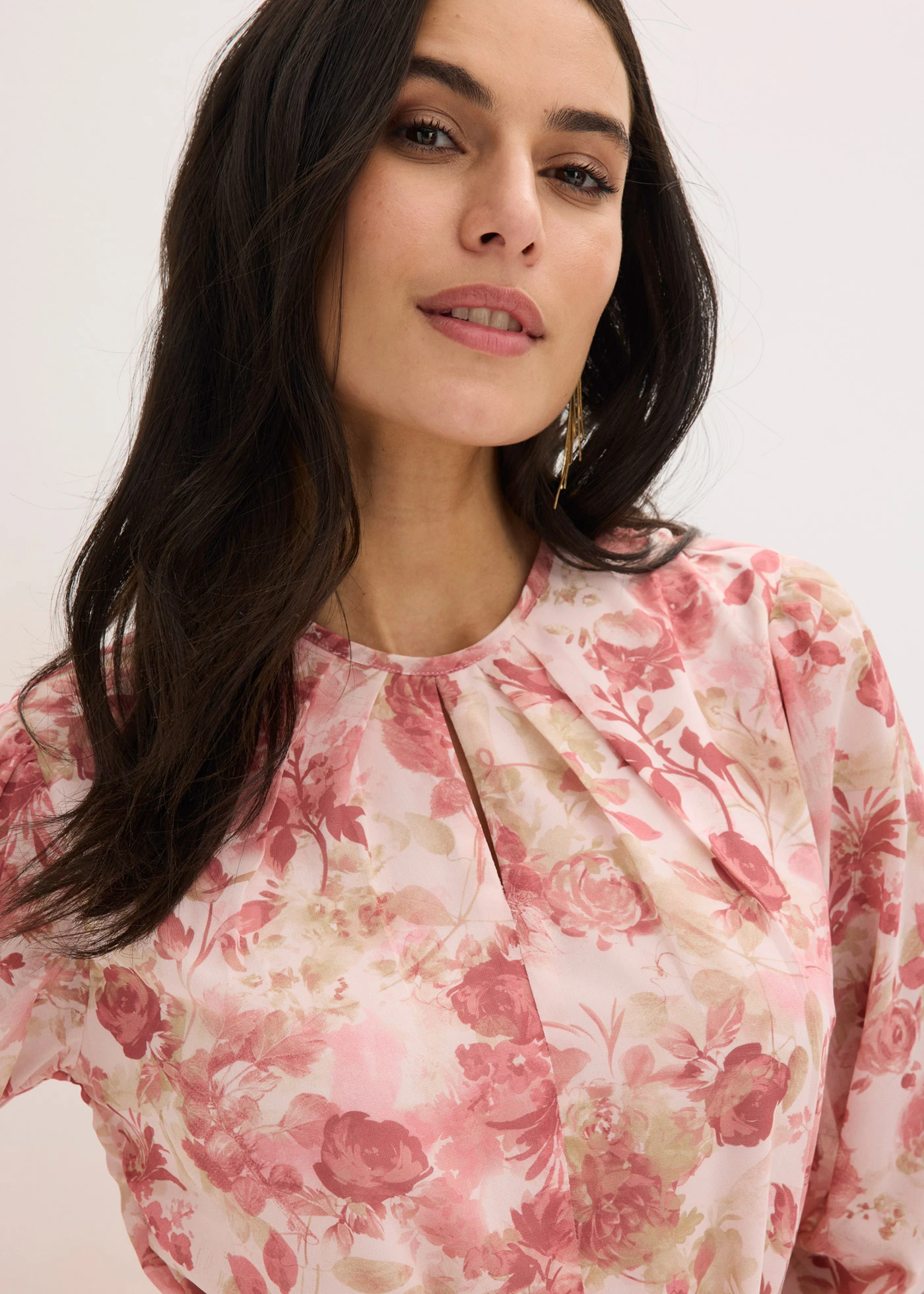 Rochie din șifon cu cordon (set de 2 piese) • roz deschis înflorat • magazin bonprix