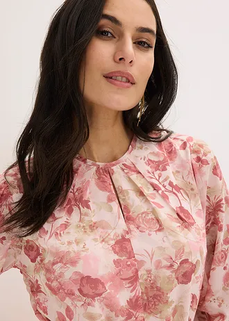 Rochie din șifon cu cordon (set de 2 piese) • roz deschis înflorat • magazin bonprix