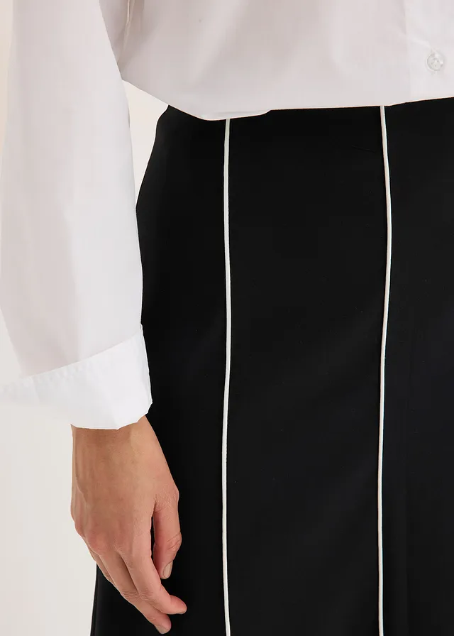 Jupe longue et extensible en bengaline • noir-écru • product-page.page-title-suffix