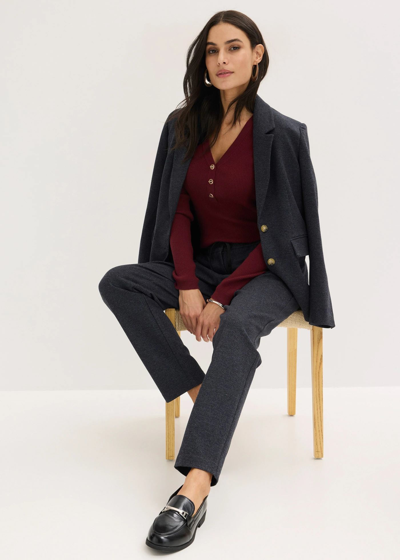 Elegante stretch broek • donkerblauw gemêleerd • bonprix online shop