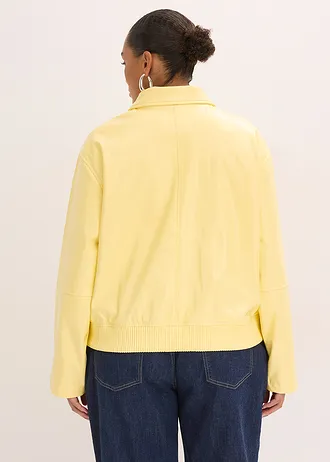 Korte jas van imitatieleer, Kleur: lichtgeel