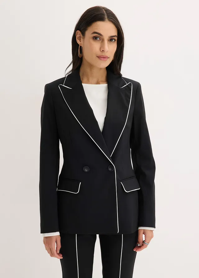 Blazer met stretch van bengaline • zwart/wolwit • product-page.page-title-suffix