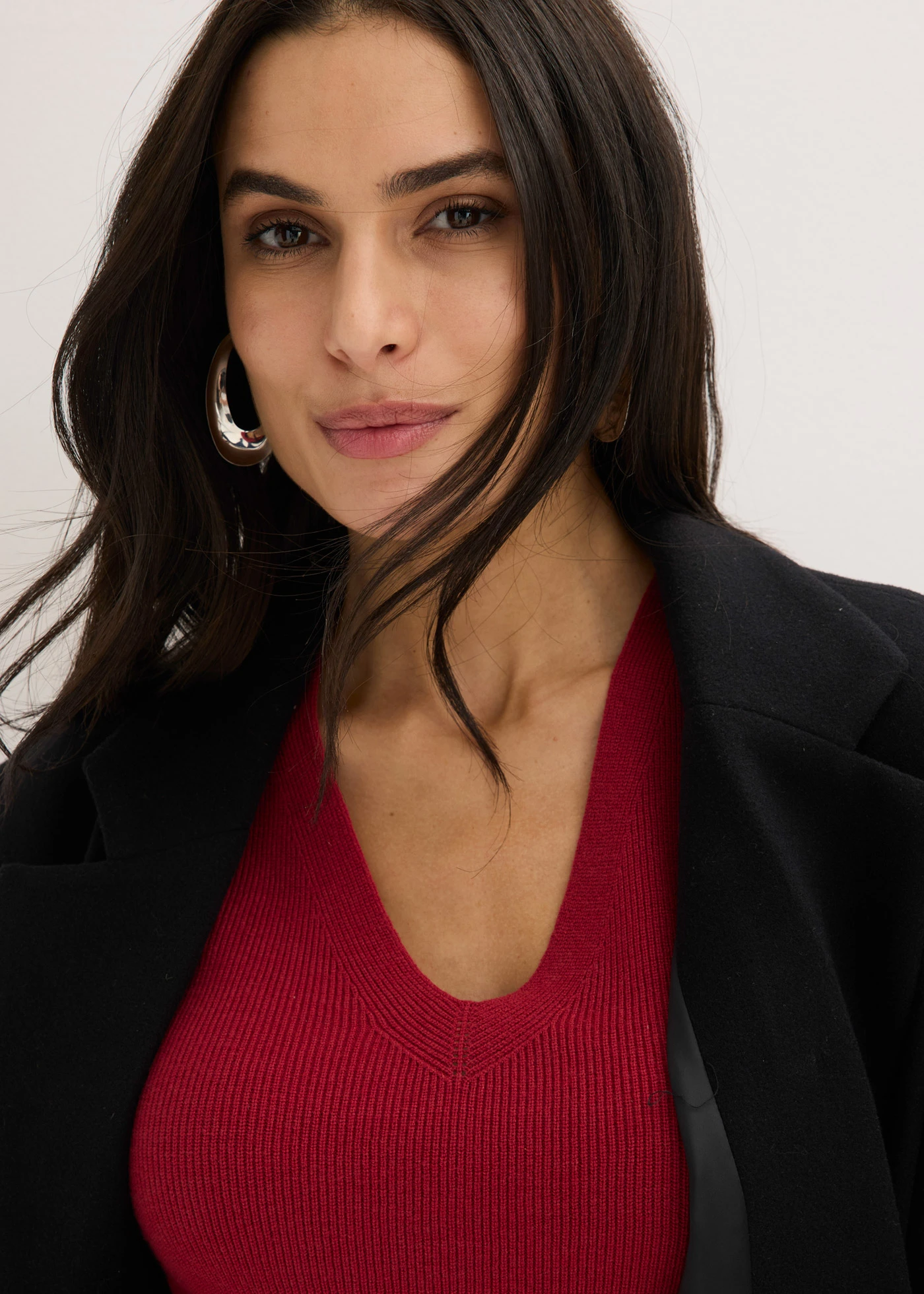 Pull manches courtes côtelé • rouge cerise • Boutique bonprix