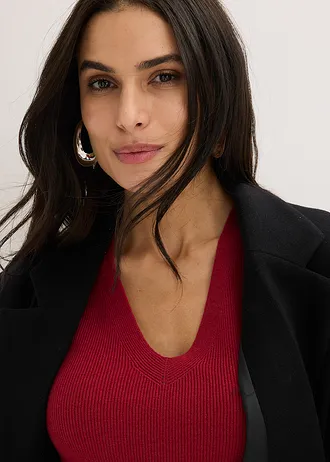 Pull manches courtes côtelé • rouge cerise • Boutique bonprix