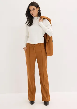 Pantaloni evazați din imitație de piele întoarsă • auriu-coniac • magazin bonprix