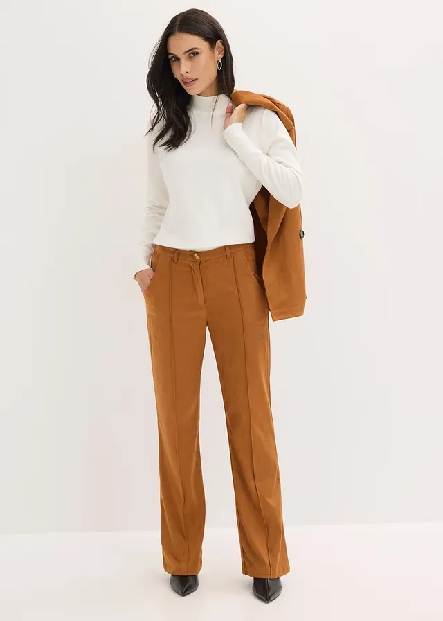 Pantalon flare en suédine • cognac doré • product-page.page-title-suffix
