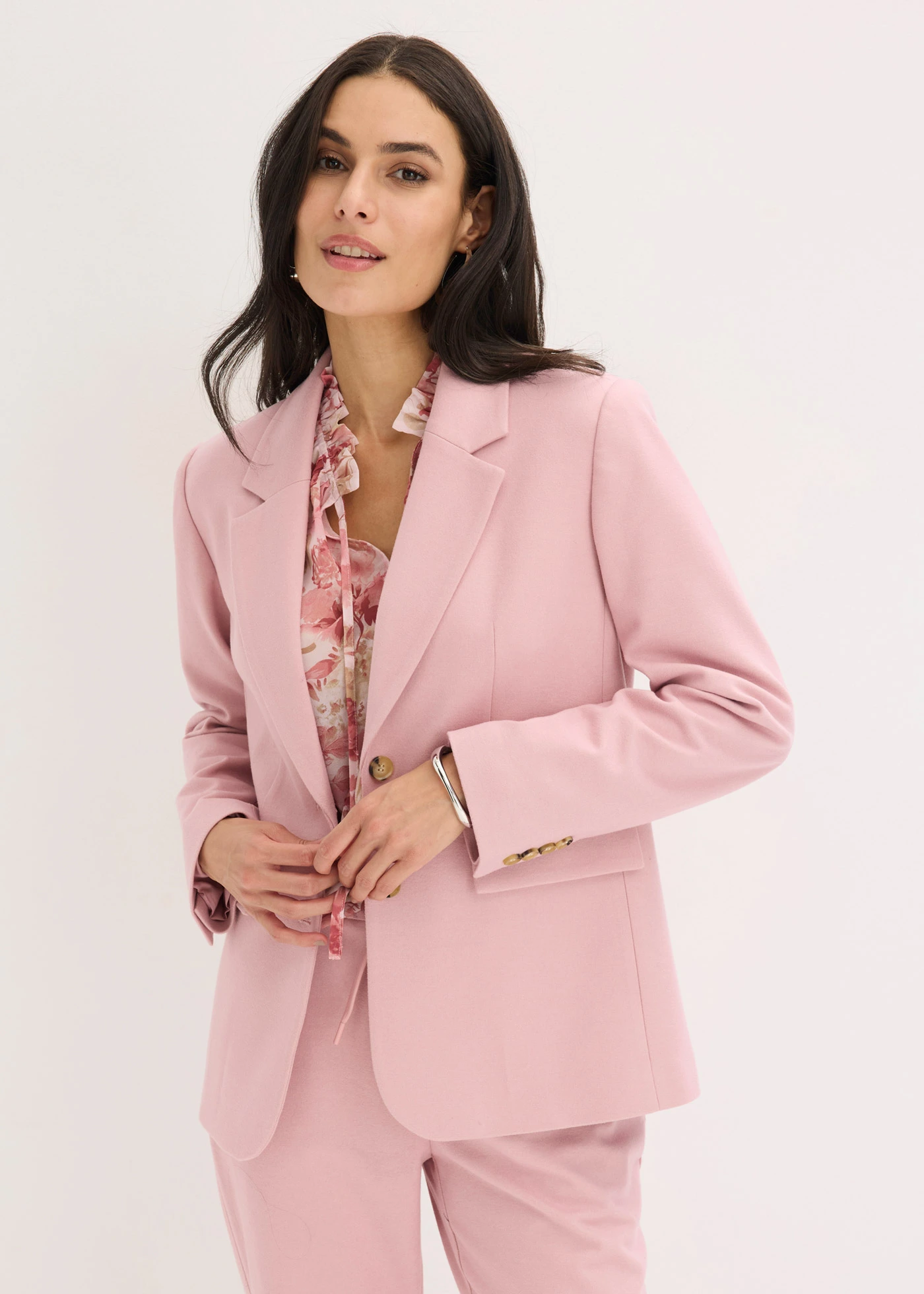 Stretch blazer met één rij knopen • rookorchidee gemêleerd • bonprix online shop
